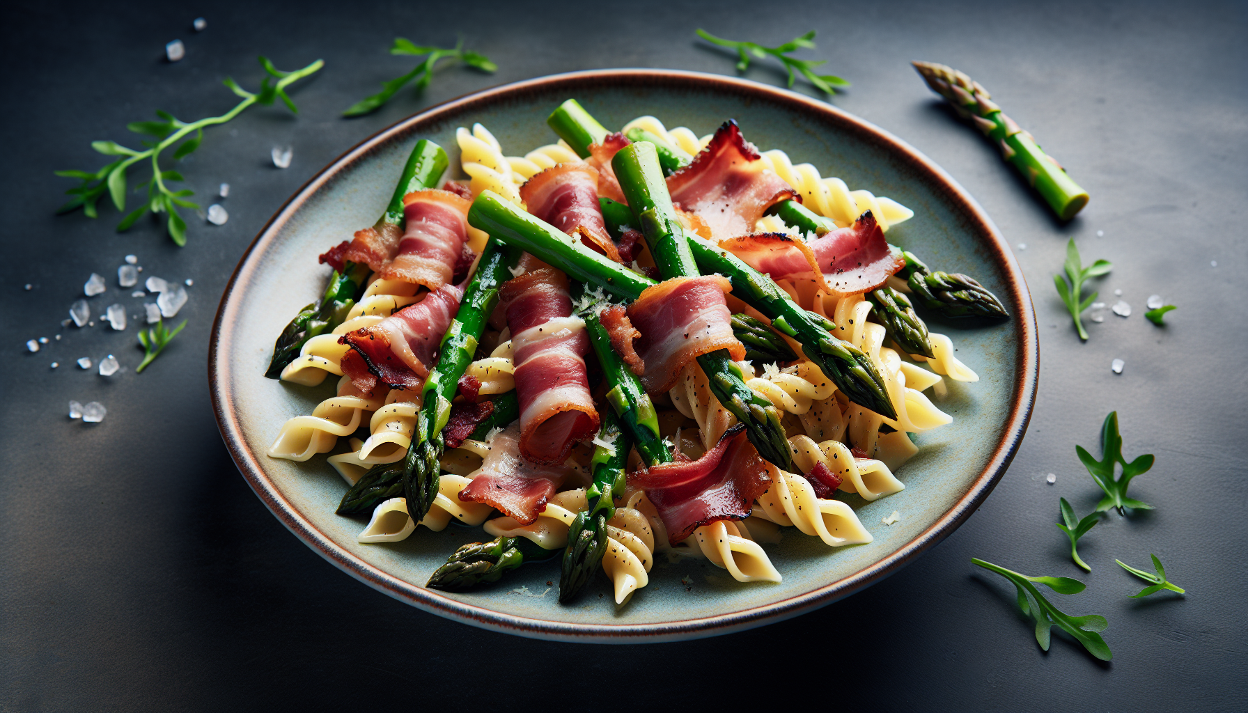 Pasta con asparagi e speck